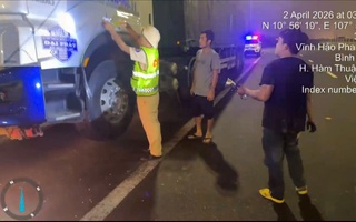 Không có giấy phép lái xe vẫn liều chạy xe đầu kéo trên đường cao tốc Vĩnh Hảo - Phan Thiết