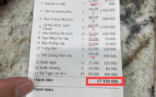Xôn xao hóa đơn bữa ăn gần 18 triệu đồng, trong đó ghẹ đỏ 1,7 triệu đồng/kg ở Sầm Sơn