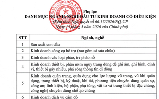 Ngành nghề kinh doanh có điều kiện giảm từ 198 xuống còn 142 