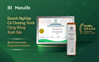 Manulife Việt Nam nhận giải thưởng quốc tế về hoạt động cộng đồng