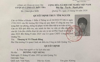 Công an tỉnh Quảng Trị truy tìm người đàn ông có tên Dương Việt Hùng