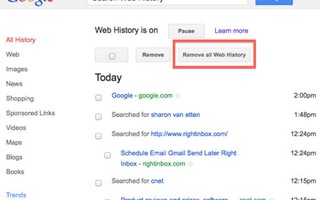 Tạm ngừng chức năng Google History
