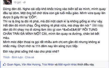 Thái Trinh than thở bị đạp té xuống xe vì… dừng đèn đỏ!