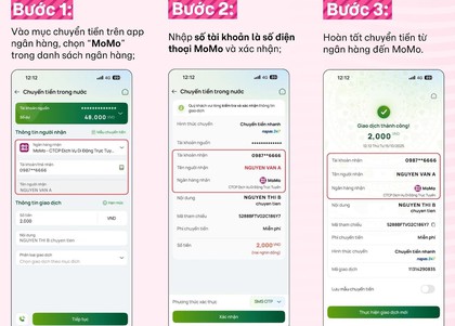MoMo triển khai tính năng nhận tiền từ ngân hàng qua số điện thoại