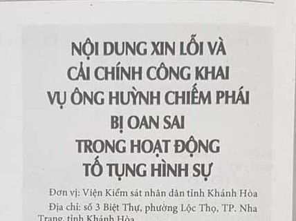 Viện KSND Khánh Hòa xin lỗi gia đình người “đến chết vẫn chưa được bồi thường oan sai”