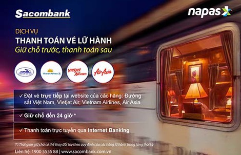 Sacombank mở rộng dịch vụ thanh toán vé lữ hành