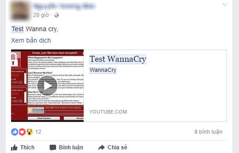 Nhiều người phát tán WannaCry vô tội vạ tại Việt Nam
