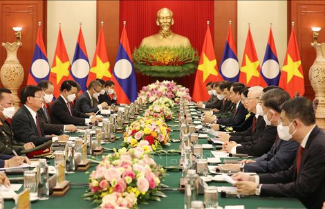 Tổng Bí thư Nguyễn Phú Trọng và Tổng Bí thư, Chủ tịch nước Lào hội đàm