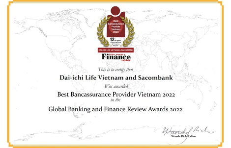 Dai-ichi Life Việt Nam và Sacombank - “Nhà cung cấp dịch vụ Bancassurance tốt nhất Việt Nam 2022”