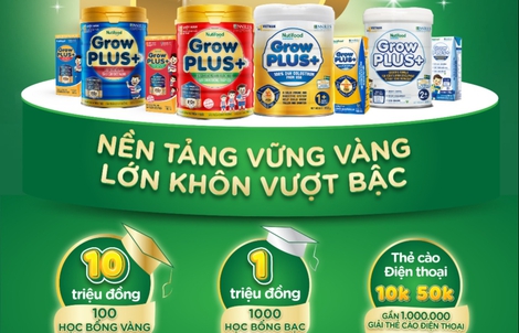 Đánh dấu chặng đường 10 năm, Nutifood GrowPLUS+ tri ân khách hàng bằng hàng ngàn giải thưởng với tổng trị giá đến 18 tỉ đồng