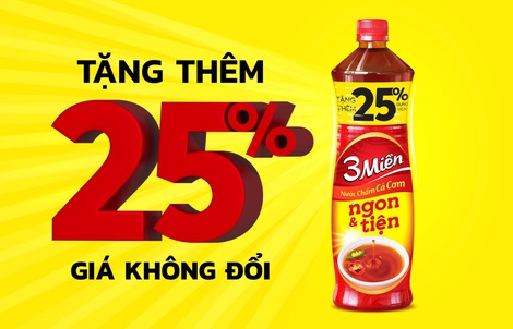 Tặng thêm 25% dung tích, nước chấm cá cơm 3 Miền ngon và tiện giúp chị em thỏa sức nấu nhiều món ăn