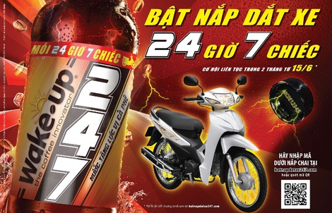 Wake-up 247 “chơi lớn”: mỗi 24 giờ tặng 7 xe máy, trong suốt 2 tháng