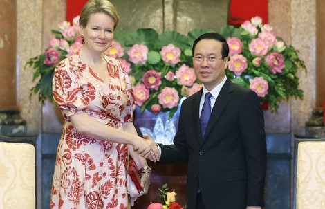 Chủ tịch nước Võ Văn Thưởng tiếp Hoàng hậu Bỉ