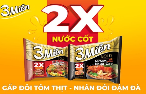 Mì 3 Miền nước cốt 2X gấp đôi tôm thịt, nhân đôi đậm đà