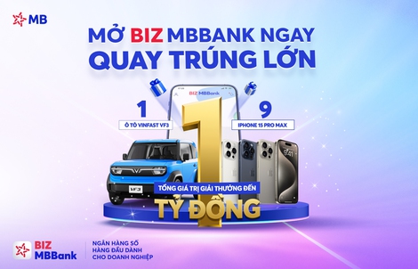 Cơ hội vàng cho doanh nghiệp SME: Mở tài khoản BIZ MBBank, rinh xe VinFast VF3 và iPhone 15 Pro Max