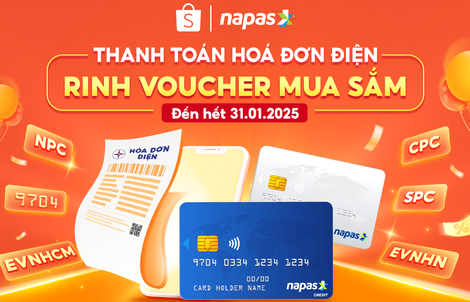 Shopee tặng ngay voucher mua sắm khi thanh toán hóa đơn điện cùng NAPAS