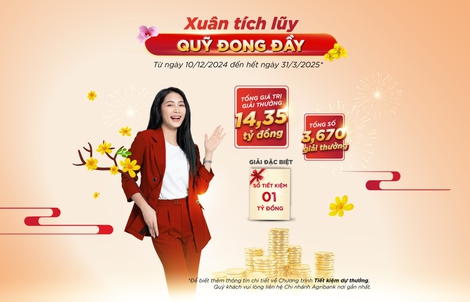 Cơ hội trúng 1 tỉ đồng khi tham gia “Xuân tích lũy - Quỹ đong đầy” của Agribank