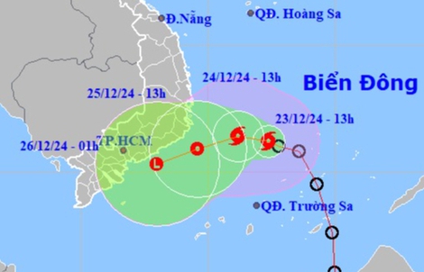 Bão số 10 hướng vào vùng biển Phú Yên đến Bà Rịa-Vũng Tàu