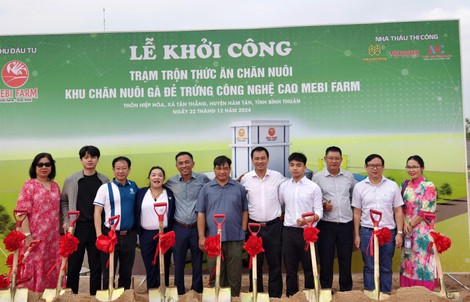 Khởi công Trạm trộn thức ăn chăn nuôi tại KCN gà đẻ trứng công nghệ cao Mebi Farm