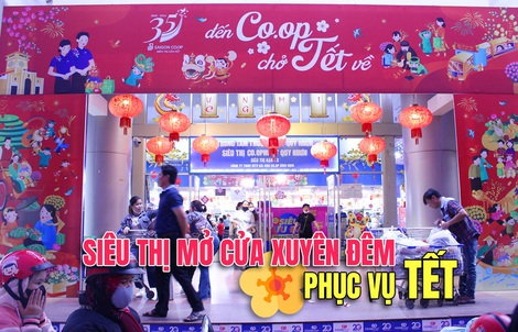 Siêu thị mở cửa xuyên đêm phục vụ Tết