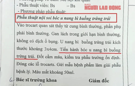 Làm rõ vụ bệnh nhân bị u buồng trứng phải, bác sĩ mổ bên trái