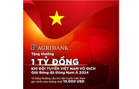 Agribank sẽ trao thưởng 1 tỉ đồng khi đội tuyển Việt Nam vô địch ASEAN Cup 2024