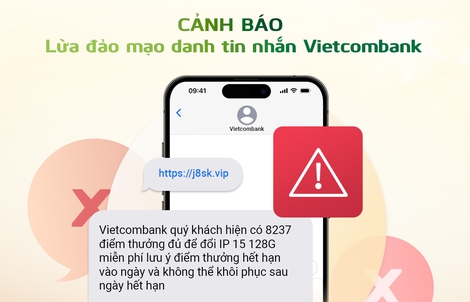 Cảnh báo lừa đảo mạo danh tin nhắn SMS Vietcombank