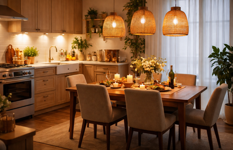 Thắp sáng góc bếp và bàn ăn