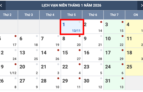 "Chốt" nghỉ 4 ngày Tết Dương lịch 2026