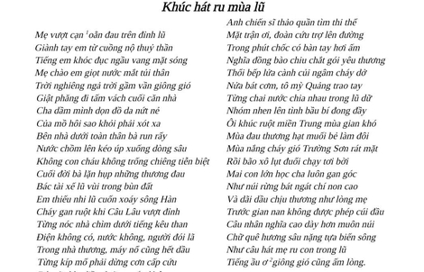 Thơ về thiên tai miền Trung đăng Báo Người Lao Động vào đề thi Ngữ văn lớp 12