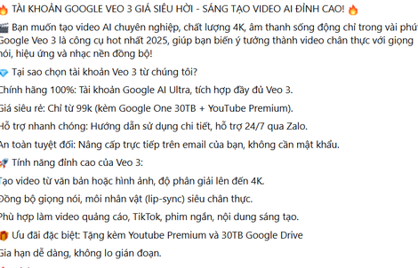 Mua tài khoản tạo video AI Veo3, Midjourney giá rẻ, cẩn thận rủi ro