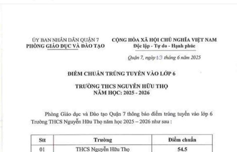 TP HCM: Công bố điểm chuẩn vào Trường THCS "hot" nhất quận 7