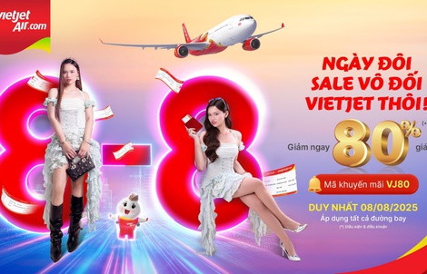 Siêu khuyến mãi ngày đôi 8-8, đặt vé du xuân 2026 sớm cùng Vietjet