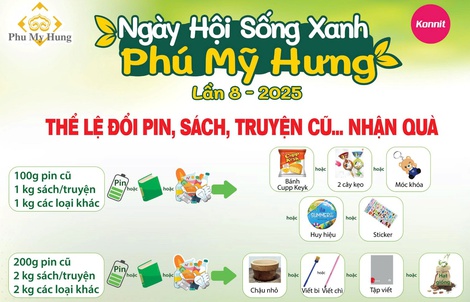 Đổi pin, sách cũ… nhận quà tại Ngày hội Sống Xanh Phú Mỹ Hưng 2025