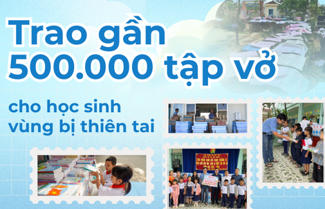 Trao gần 500.000 tập vở cho học sinh vùng bị thiên tai