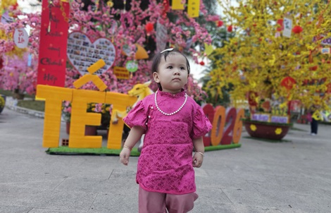 Người dân háo hức với con đường hoa đào, hoa mai ở phường Chánh Hiệp