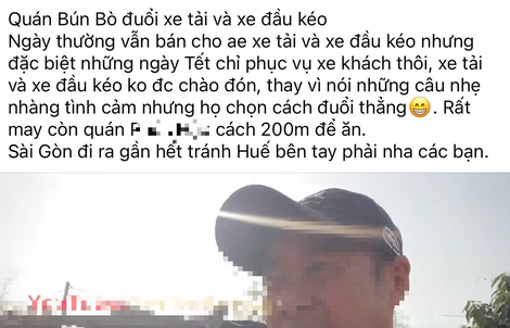 UBND TP Huế yêu cầu làm rõ clip quán bún bò đuổi tài xế xe tải