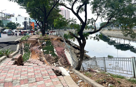 TPHCM: Cần 100 tỉ đồng khẩn cấp xử lý đường lún sụp ven kênh Tàu Hủ