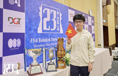 Đầu Khương Duy vô địch Bangkok Open 2026, giành thêm chuẩn Đại kiện tướng tuổi 15