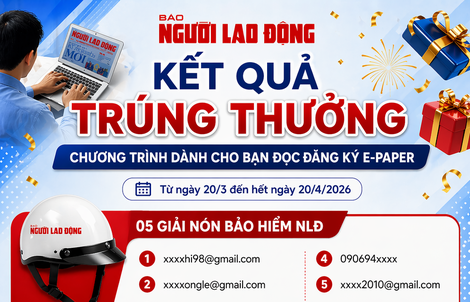 Công bố kết quả quay số trúng thưởng chương trình E-Paper Báo Người Lao Động