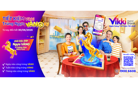 Tiết kiệm Vikki Trúng Ngựa Vàng ký: Săn vàng mỗi ngày với giải đặc biệt 10 lượng vàng