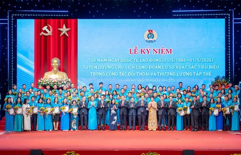 Danh sách 101 Chủ tịch Công đoàn cơ sở xuất sắc tiêu biểu