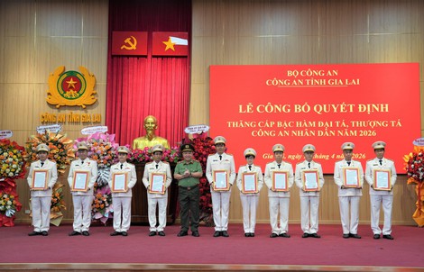 Bộ Công an thăng hàm đại tá cho 21 cán bộ Công an tỉnh Gia Lai