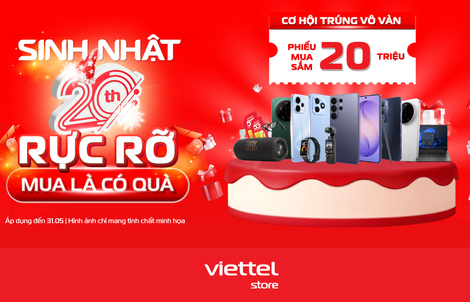 Viettel Store “mạnh tay” tung voucher 20 triệu đồng mừng sinh nhật tuổi 20