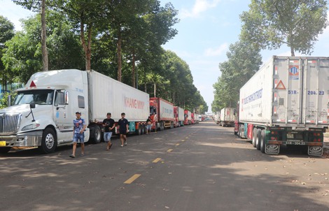 Hình ảnh hàng trăm xe container sầu riêng đậu chiếm các tuyến đường quanh Bến xe Dầu Giây