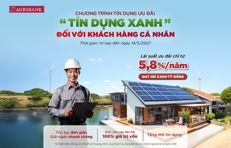 Agribank ưu đãi tín dụng xanh đối với khách hàng cá nhân