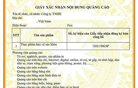Thay đổi cơ quan cấp phép quảng cáo thực phẩm bảo vệ sức khỏe