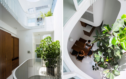 Giếng trời mở rộng dọc theo chiều dài nhà ống tại TP HCM