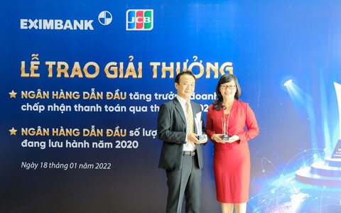 Eximbank nhận giải thưởng từ Tổ chức Thẻ quốc tế JCB