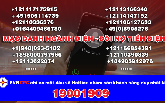 Nhiều số điện thoại giả bóng đá tỷ lệ kèo nhà cái ngành điện gọi đòi tiền điện tại miền Trung – Tây Nguyên